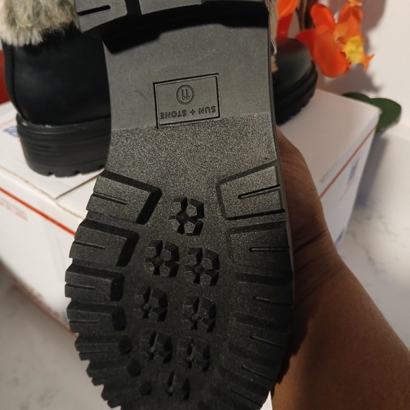 Sun and Stone Faux Fur Combat Boots - Picture 3 of 4